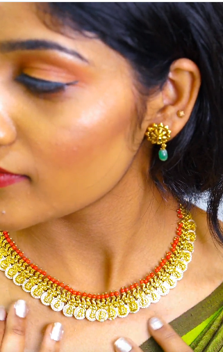 Deep Nakas Lakshmi Kas Mala Short necklace in 24kt Gold Polish